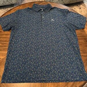 Rhoback Navy and Green Patterned Polo (“The Second Line”) Shirt